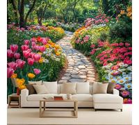 Floral Wallpaper Goth, Colorful Flowers Tapete 3D, Giant Poster Modern Photomurals Coverage Ideal DIY Mural Large Bedroom Living Room Creative Restyling 500X280cm