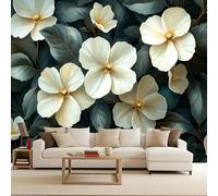 Floral Wallpaper Goth, White Flowers Tapete 3D, Giant Poster Modern Photomurals Coverage Ideal DIY Mural Large Bedroom Living Room Creative Restyling 500X280cm