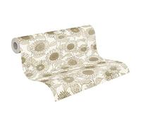 Floral Wallpaper New Life A.S. Création Non-Woven Wallpaper 10.05 m x 0.53 m Beige White Made in Germany 376851 37685-1