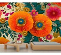 Floral Wallpapers Colorful Flower Wallpaper Murals Abstract Tropical Botanical Kids Room Wallpaper for Bedrooms Office Living Room Mural Poster 100 X 70 cm