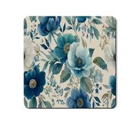 Floral Washer Dryer Top Protector Mat, Blue Vintage Floral Washing Machine Dust Covers, Spring Floral Rubber Anti-slip Waterproof Washer And Dryer Mats for Laundry Room 24x24 Inch