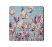 Floral Washer Dryer Top Protector Mat, Chic Floral Washing Machine Top Cover, Spring Rubber Anti-slip Waterproof Mats for Laundry Room 24x24 Inch