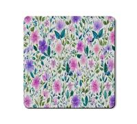 Floral Washer Dryer Top Protector Mat, Lavender Vintage Floral Washing Machine Dust Covers, Springtime Rubber Anti-slip Waterproof Washer And Dryer Mats for Laundry Room 24x24 Inch