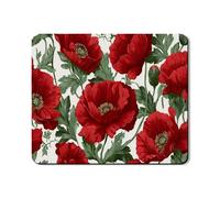Floral Washer Dryer Top Protector Mat, Vibrant Red Poppy Flower Washing Machine Dust Covers, Spring Floral Rubber Anti-slip Waterproof Washer And Dryer Mats for Laundry Room 20x24 Inch