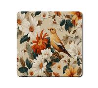 Floral Washer Dryer Top Protector Mat, Vintage Botanical Washer Cover, Spring Floral Rubber Anti-slip Waterproof Mats for Laundry Room 24x24 Inch