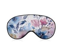 Floral Watercolor Painting Sleep Mask for Women Men Side Sleeper Eye Cover with Adjustable Strap Soft Breathable Blackout Mask Slip-Free Deep Sleeping Travel Essentials
