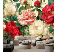 Floral Watercolor Pastoral Romantic Photo Mural - 300 x 210 cm Non-Woven Premium Fleece Wall Mural - High Definition Art Print Teen Bedroom Game Room Decoration Colorful Photo Wallpaper