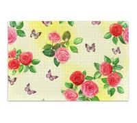 Floral Watercolor Red Pink Roses Jigsaw Puzzles for Adults 500 Pieces Art Toy Painting Winter Scene Puzzle Family Puzzle Lovers Gifts, 20.5x14.9 Inch