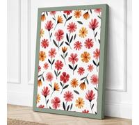 Floral Watercolour Botanical Canvas Wall Art Print 36x24 Inch (91 x 61 cm)
