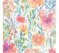 Floral Watercolour Multicoloured Wallpaper - Naturistic Leaves Flowers Modern - Paste The Wall Textured
