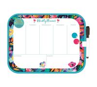 Magnetic Weekly Planner Whiteboard A4 Floral Design Fridge Notice Board with Dry Wipe Marker Pen & Magnets - Kitchen Family Organiser Memo Board Shopping Lists Chore Chart Home Office