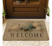 Floral Welcome Doormat, Blue Hydrangea Indoor & Outdoor Entry Rug for Spring & Summer Decor, Waterproof Non-Slip Dust-Resistant Entry Mats, Easy Clean 29x17 Inch