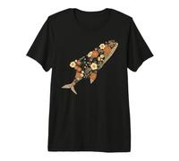 Floral Whale Ocean Animal Botanical Design Premium T-Shirt