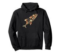 Floral Whale Ocean Animal Botanical Design Pullover Hoodie