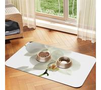 Floral White Flowers Orchid Elegant Modern Trendy,Waterproof Pet Feeding Mat,PU Leather Placemats for Cat Dog Water Bowl,Food Mats,40x60cm
