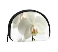 Floral White Flowers Orchid Elegant Modern TrendySmall Makeup Sanitary Napkin Storage Bag,Women's Cosmetic Coin Purse
