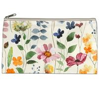 Floral Wild Bloom Accessory Bag for Women - Ladies Multipurpose Stationery Makeup & Toiletry Zip Pouch Pencil Case - Ideal for Travel 21.5cm x 12.5cm