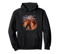 Floral Wild Horse Spring Nature Horse Lovers Country Horse Pullover Hoodie
