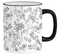 Floral Willy Mug, Penis Coffee Mug, Funny Hidden Penis Cup, Quirky Cheeky Inappropriate Willy Tea Cup, Adult Humor Gag Gift for Her Him Friends, Dishwasher Safe (Black)