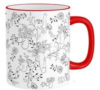 Floral Willy Mug, Penis Coffee Mug, Funny Hidden Penis Cup, Quirky Cheeky Inappropriate Willy Tea Cup, Adult Humor Gag Gift for Her Him Friends, Dishwasher Safe (Red)