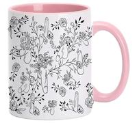 Floral Willy Mug, Penis Coffee Mug, Funny Hidden Penis Cup, Quirky Cheeky Inappropriate Willy Tea Cup, Adult Humor Gag Gift for Her Him Friends, Dishwasher Safe (Pink)