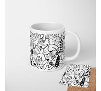 Floral Willy Pattern Mug - Rude Funny Adult Humour Coffee Cup - 11oz Ceramic - Dishwasher & Microwave Safe - Cheeky Novelty Gift for Him or Her - Perfect for Office or Home Use