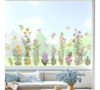 Floral Window Stickers 20x43in Double Sided PVC | Vibrant floral patterns, double-sided visibility, waterproof PVC, 20x43in large size, home office decor