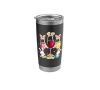 Floral Wine Glasses Easter Bunny Rabbit Alcohol Egg Women Stainless Steel Insulated Tumbler