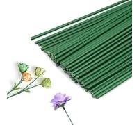Floral Wire Stems Green Flower Stems Plastic Florist Wires Stems 2mm 100 Pcs Bouquet Stub Wire Artificial Floral Rod Flexible Floristry Sticks Craft Wire for DIY Crafting Bouquet