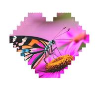 Floral with Butterfly Print Art Brick Puzzle Heart Shaped DIY Building Blocks Set 3D Jigsaw Home Decor 53 Pieces