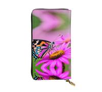 Floral with Butterfly Print Leather Long Clutch Wallet â€“ Fashionable Personalized Wallet, Multiple Card Slots, Gift Ready, Black, One Size