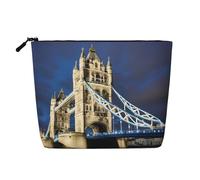 Floral with Butterfly Printed Reusable Cosmetic Bag – Travel Toiletry Organizer, Zipper Pouch for Makeup Accessories, Tower Bridge in London, One Size