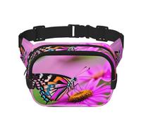 Floral with Butterfly Zipper Fanny Pack, Crossbody Bags with Adjustable Strap for Jogging, Cycling