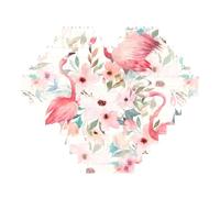 Floral with Flamingo Print Art Brick Puzzle Heart Shaped DIY Building Blocks Set 3D Jigsaw Home Decor 53 Pieces