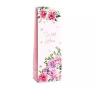Floral 'With Love' Wine Bottle Gift Bags, Pink and Purple Roses Design, Pack of 6