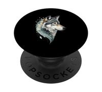 Floral Wolf Portrait Digital Animal Illustration PopSockets Adhesive PopGrip