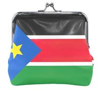 Floral Women's Cute Coin Purse Leather Kiss Lock South Sudan Flag Money Change Pouch Girls, South Sudan Flag, Classic