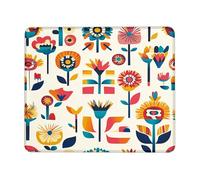 Floral Wonderland Mouse Pad, Colorful Retro Flower Design Stitched Edge, Rubber Non-Slip Washable Gaming Mousepad for Home and Office Use, Ideal for Spring and Summer Square 8x10 Inch