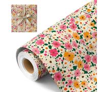 Floral Wrapping Paper Roll, 43cm x 5m, Colourful Wildflowers | Coated Paper, Floral Gift Wrapping Paper For Scrapbooking Graduation Gift Tea Party Birthday Women Girls Diy Projects