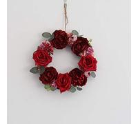 Floral Wreath,Artificial Wreaths, Artificial Flowers Wreaths Door Perfect Quality Artificial Garland(22cm Red Rose)
