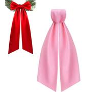 Floral Wreath Sash for Front Door, Wreaths Satin Sash Garland Ribbon Accessories for Wreath, Elegant Wreath's Sashes Large Garland Bow Decorations DIY for Thanksgiving Christmas (Pink)