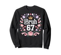 Floral Wreath Varsity Athletic Mom Mothers Day 67 Bruh Meme Sweatshirt