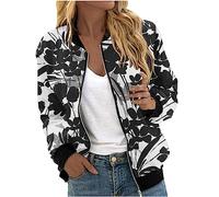 Floral Zip Up Womens Winter Jackets Lightweight Jacket Women Fall Clothing Biker Jacket Trucker Biker Fitted Slim Fit Boyfriend Long Sleeve Lightweight Outwear Sale