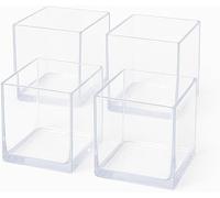 Floralcraft 10cm Acrylic Cube Vase, Clear, Lightweight, Shatterproof, Reusable, Modern Floral Display Container (4)
