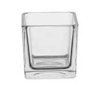 Floralcraft 12cm Clear Glass Cube Vase, Heavy Contemporary Square Flower Pot