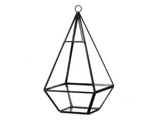 Floralcraft 12cm W x 24cm H Wall Mount Hanging Pyramid Terrarium - Black, Triangular Shape Open Geometric Glass Terrarium Flower Display Planter Pot for Succulent Fern Moss Cacti