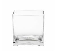 Floralcraft® 14cm Glass Cube Vase - Single Clear Square Vase for Flowers, Weddings & Home Decor