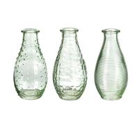 Floralcraft® 14cm Height Wisp Vase (Set of 3) | 3 Different Patterns Premium Glass Vases for Centerpiece Floral Arrangements DIY Small Bouquets Weddings Decorations