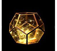 Floralcraft® 18cm Gold Geometric Glass Terrarium - Pentagon Planter for Succulents, Moss, Air Plants, Cacti | Indoor Outdoor Tabletop Display Vase, Candle & Tealight Holder