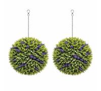 Floralcraft® 40cm Lavender Topiary Ball Green Artificial Indoor Outdoor Plants Hanging Topiaries (Set of 2)